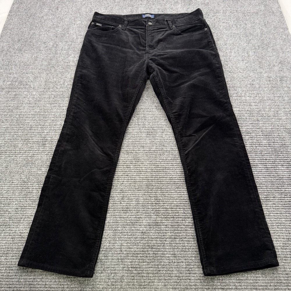 Polo Ralph‎ Lauren Corduroy Pants Men's 36x30 Black Stretch Straight Fit Casual